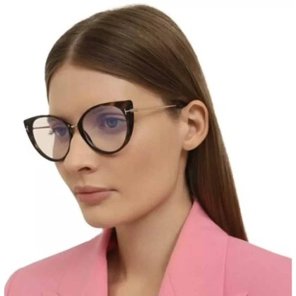 NWT Tom Ford FT5815-B Blonde Havana, Cat Eye 54mm Eyeglasses